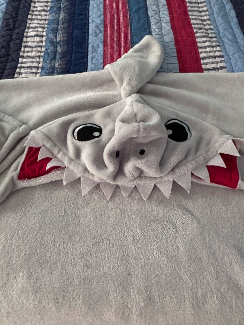 Gray Shark Hooded Kids Wrap-around  Blanket